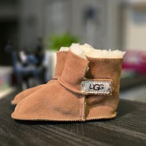 UGG Infant Jesse Chestnut Brown Suede Shearling Lined Booties L: 4/5-6/7 12-18 m